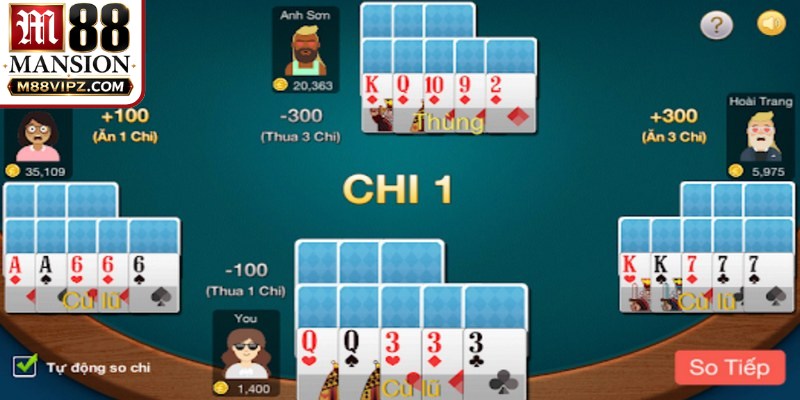 Binh lủng xảy ra khi xếp bài sai quy tắc về thứ tự mạnh yếu giữa các chi